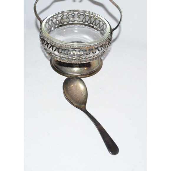 Vtg Sheffield England Silver Plate Sugar Condiment Jam Bowl w/ Spoon - Picture 4 of 10